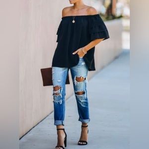 Allure off the shoulder tiered sleeve blouse